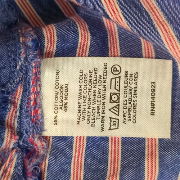 LOFT Red, White And Blue Striped Collared Shirt Size XS - Picture 6 of 6